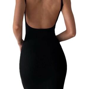Elegant Black Backless Dress